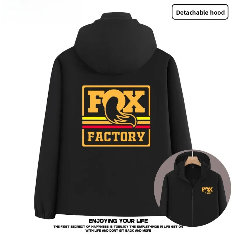 

Detachable Hat Motorcycle Mountain Bike Riding Jaet Youth Casual Sle Windproof Polyester Fiber Long Sve Zipper Closure