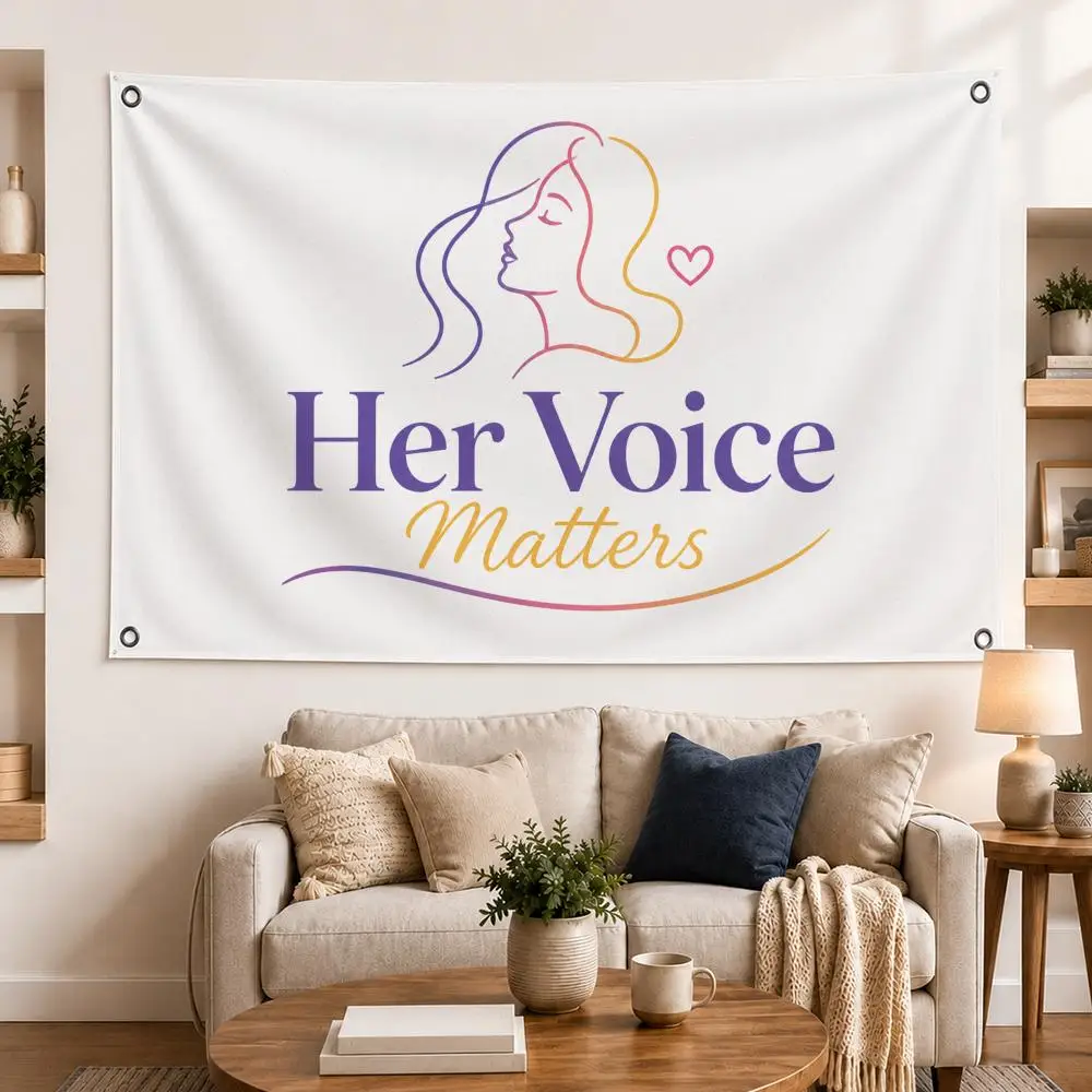 Her Voice Matters Flags Horizontal High Density Knitted Fabric European Simple For Durable Outdoor Indoor Use