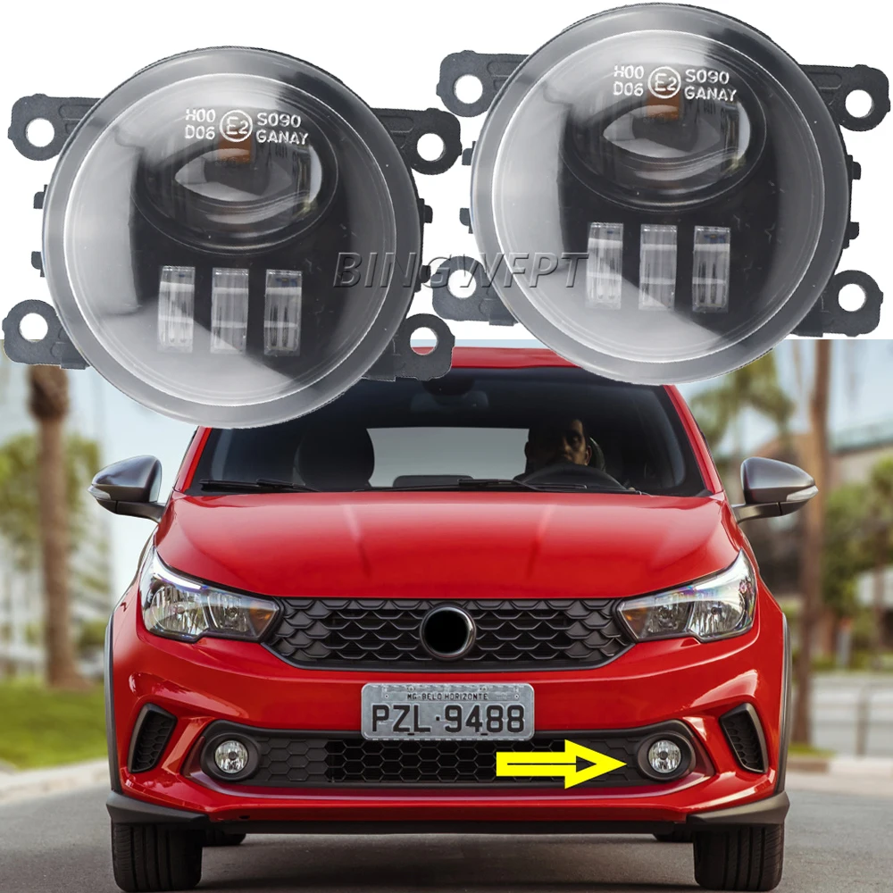 Car Led DRL 12V Fog Lamps For Fiat Argo 358 2016 2017 2018 2019 2020 2021 Double LED Fog Lights Lamp Lens Daytime Running Lights