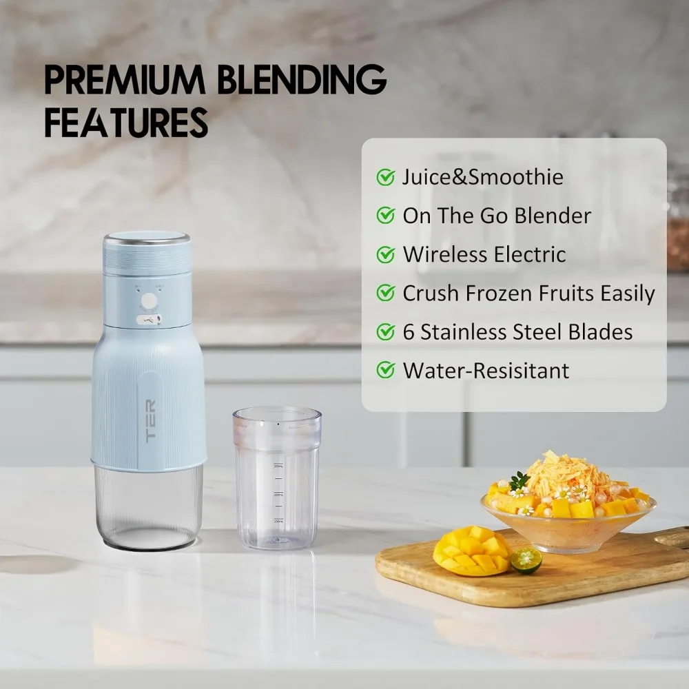 Shaved Ice Machine Juice Blender 2 in 1 Snow Cone Machine Portable Smoothies Blender Cordless Electric Rechargeable BPA Free