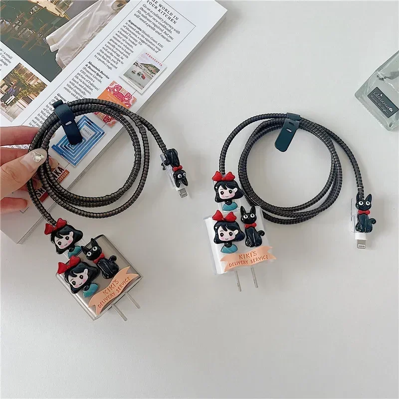 1 Set Cartoon Cable Protector Cover Kawaii Animal Charger Cable Protector Set Cute 18/20W Wire Charger Data Cable Line Protect