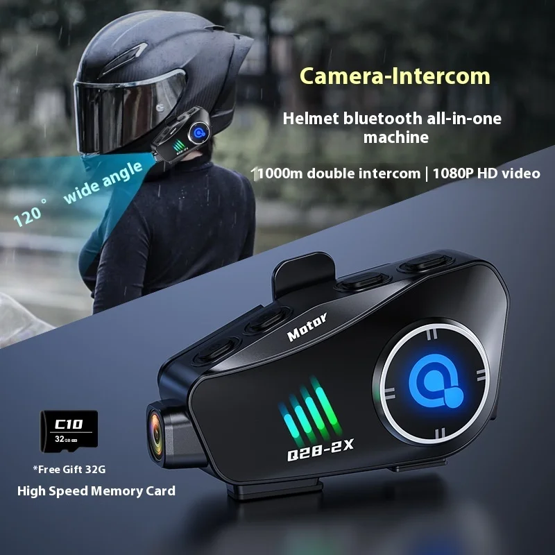 

Helmet Bluetooth Headset 1080p High-Definition Camera Motorcycle Helmet Intercom Headset Best-Selling Multi-Functional Dashcam