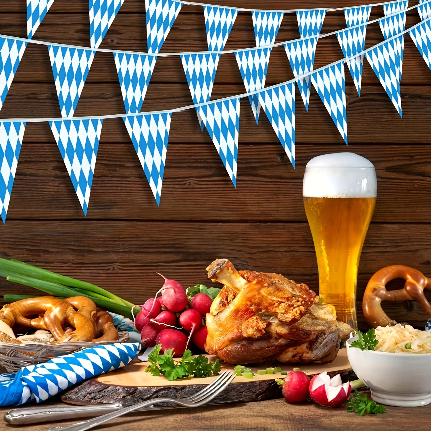 Münchner Oktoberfest-Feier-Set – 2-teiliges Kunststoff-Banner-Set für Bierfest-Dekoration und Partyzubehör – Detail 3