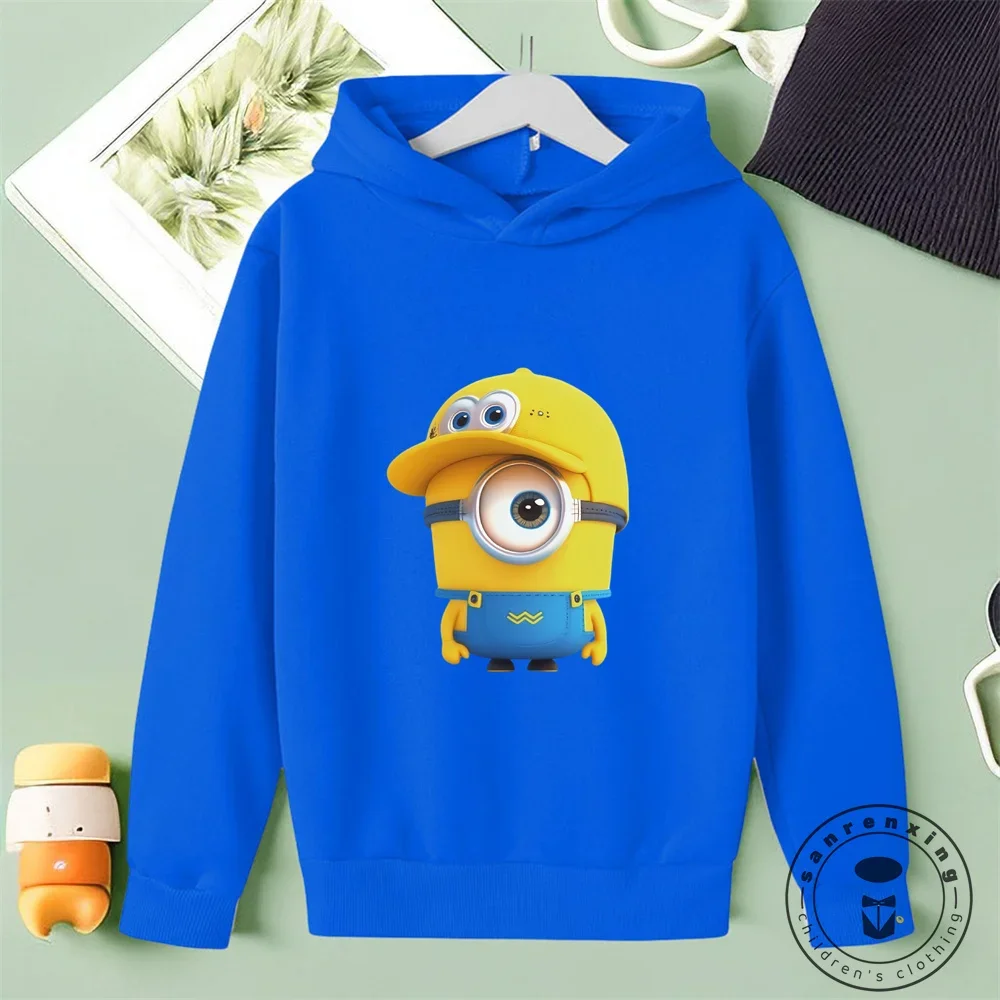 Summer Universal Studios Minions Cartoon Printing Hoodie Fashion Movement Korean Sweatshirt Boys and Girls' Clothes Cotton Loose