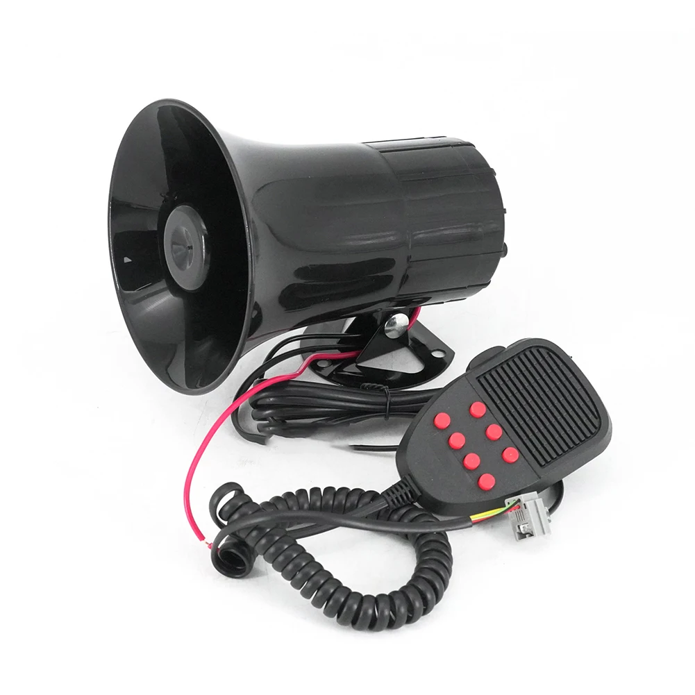 

115dB 12V 7 Sound Car Truck Loud Horn Warning Alarm Megaphone Siren Round Speaker With Microphone Function Air Horn Kit