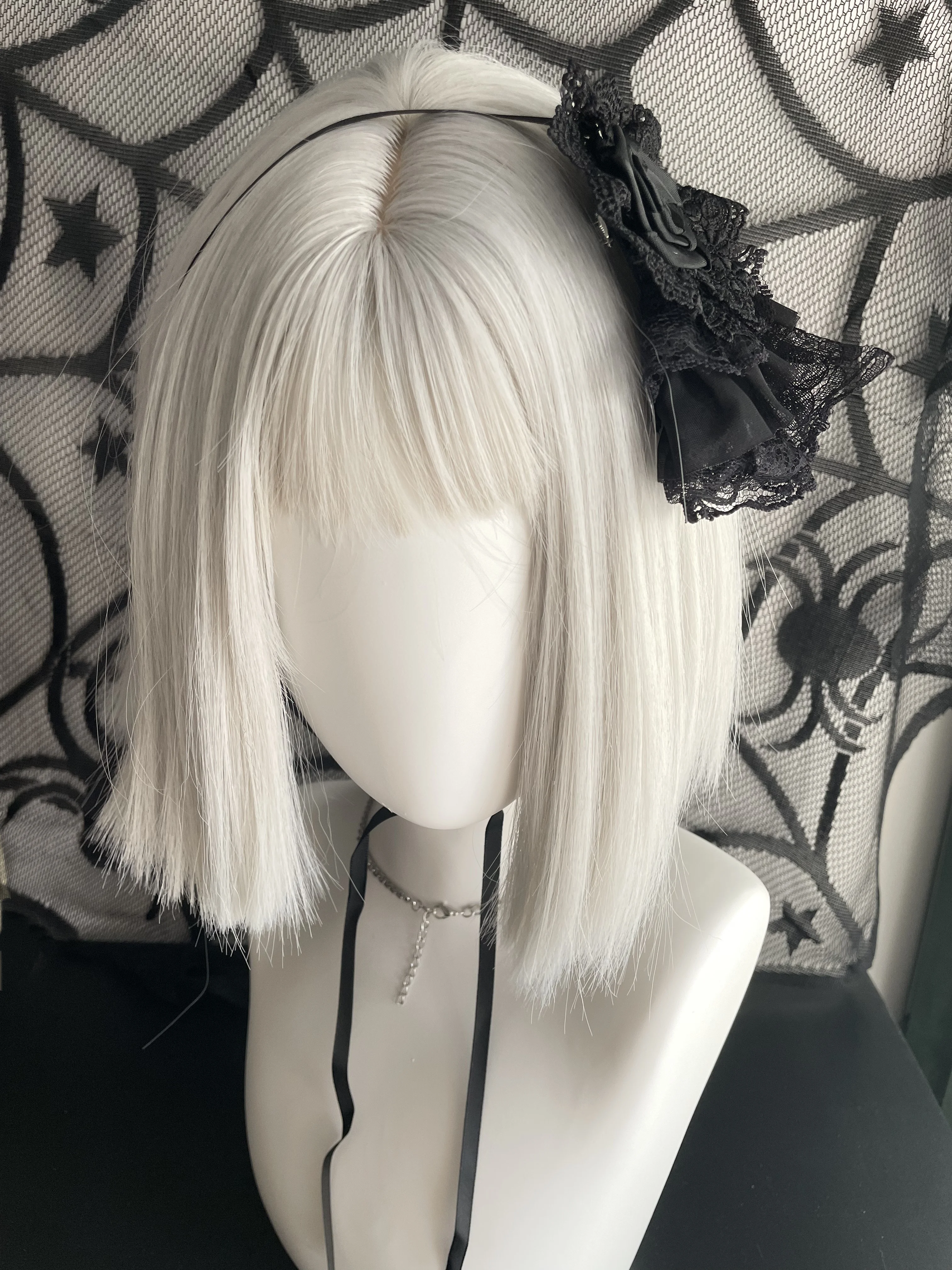 New Harajuku Black Lace Rose Flower Headpiece Halloween Vintage Girl Gothic Hair Clip Lolita Subculture Headwear