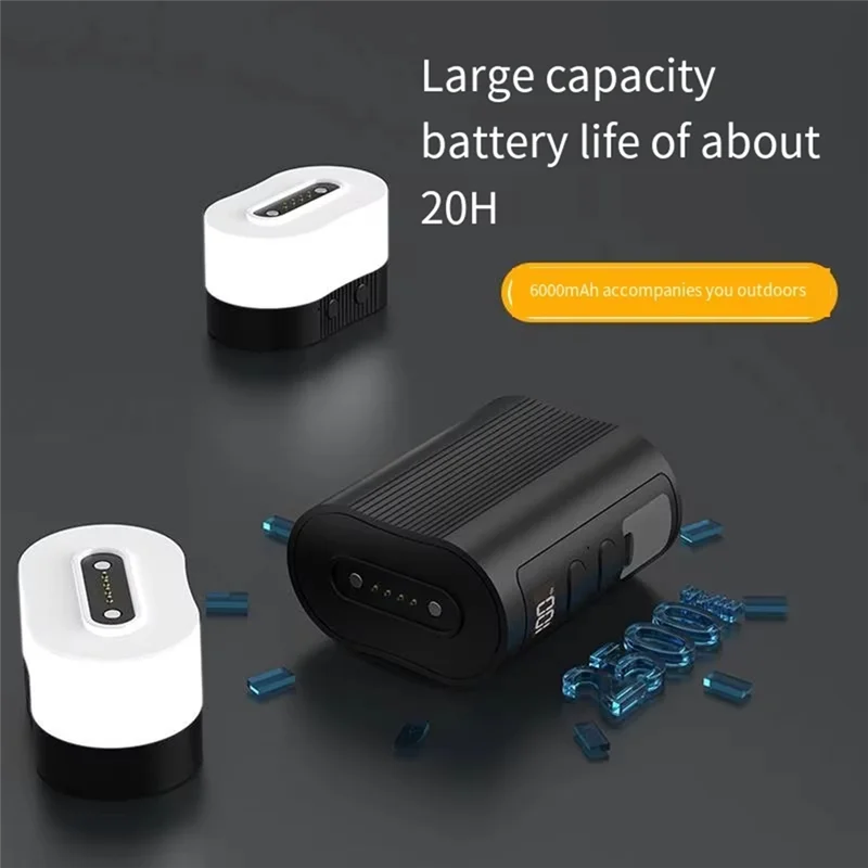 ABLK 2-in-1 magnetisches Campinglicht und Powerbank – 6000 mAh, RGB-Modi, LED-Laterne mit Display für Outdoor-Aktivitäten