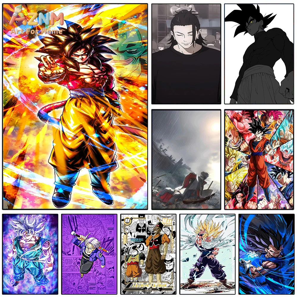 AZNM Dragon Ball Goku Vegeta Trunks Anime Canvas Wall Art Print Unframed Home Decor Painting