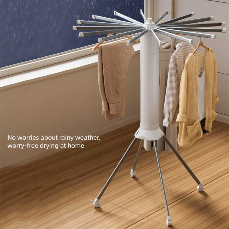 New folding clothes rack balcony home floor standing multifunctional mobile 16 rack