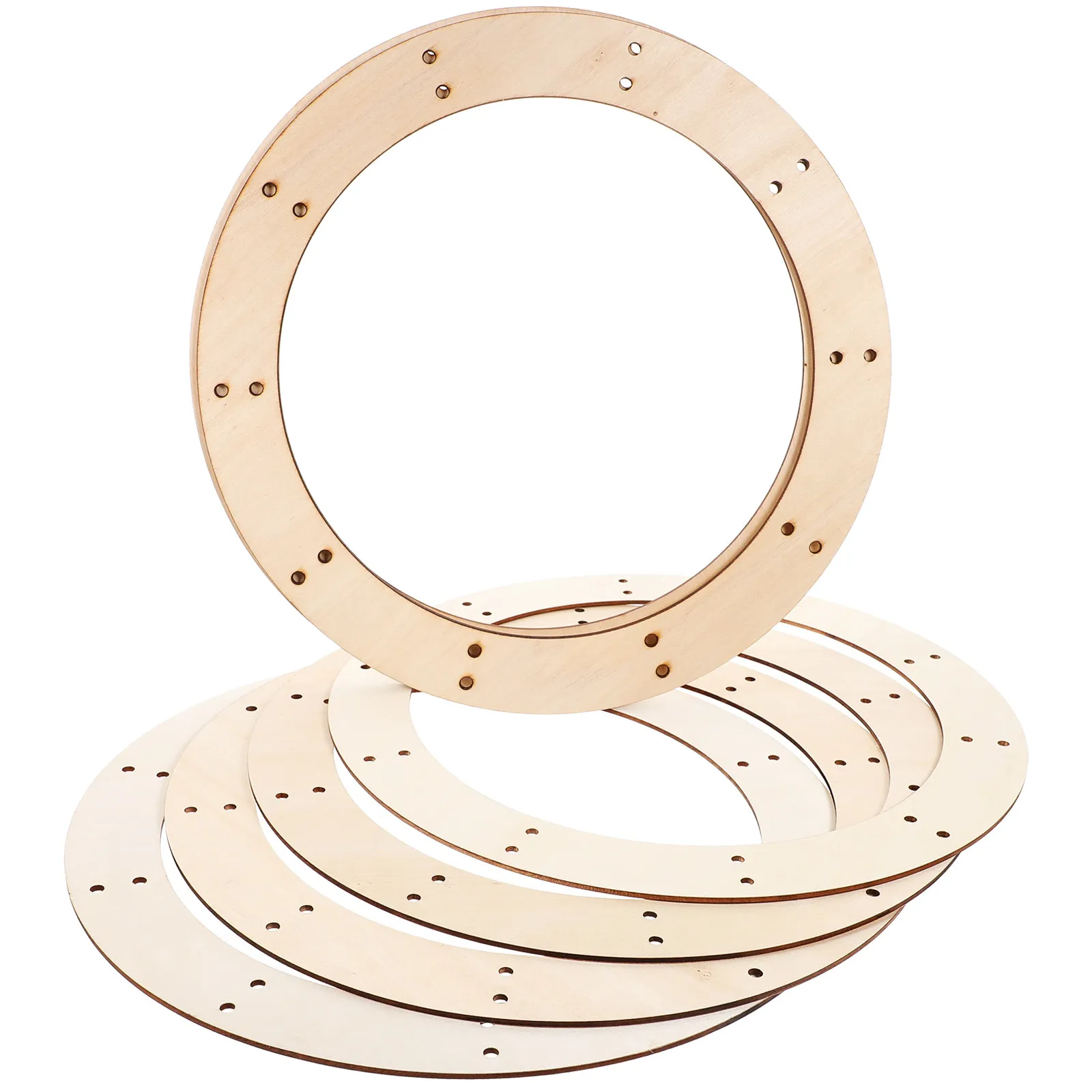 6 Piezas de Aros Redondos de Madera para Manualidades, Decoración de Jardín, Pasillo, Patio, Adornos, Suministros de Madera para Manualidades, Aro para Corona Grande