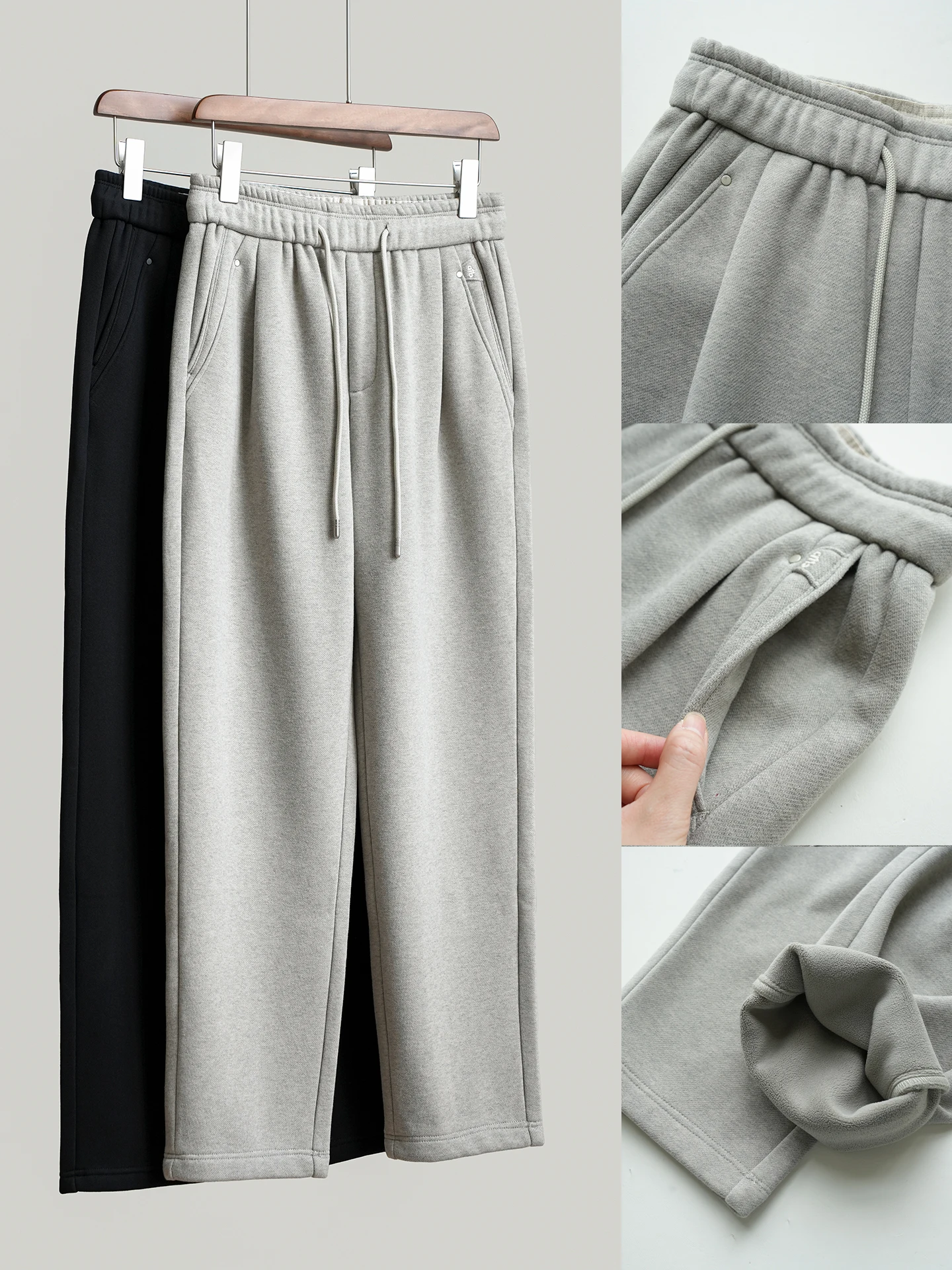 

Утепленные мужские повседневные брюки из смесового хлопка с флисом, теплые бархатные брюки для отдыха, зимние базовые брюки C...