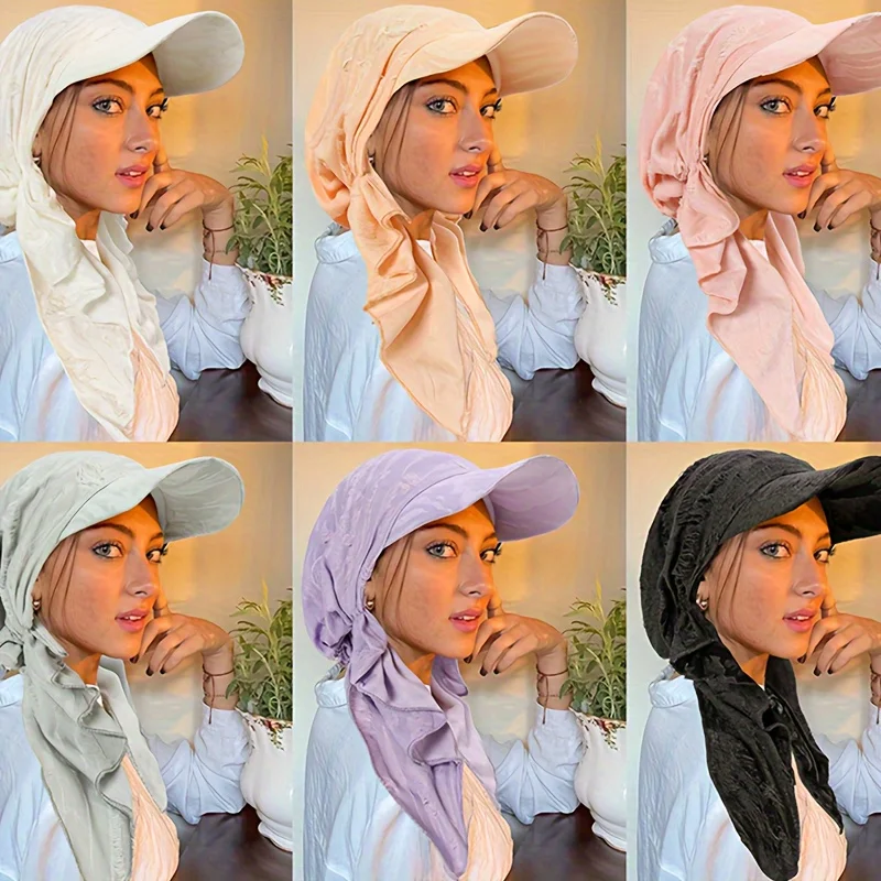 Bohème Style Colorful Baseball Cap with Faux Distressed Details - Elastic Breathable Polyester Scarf for Women
