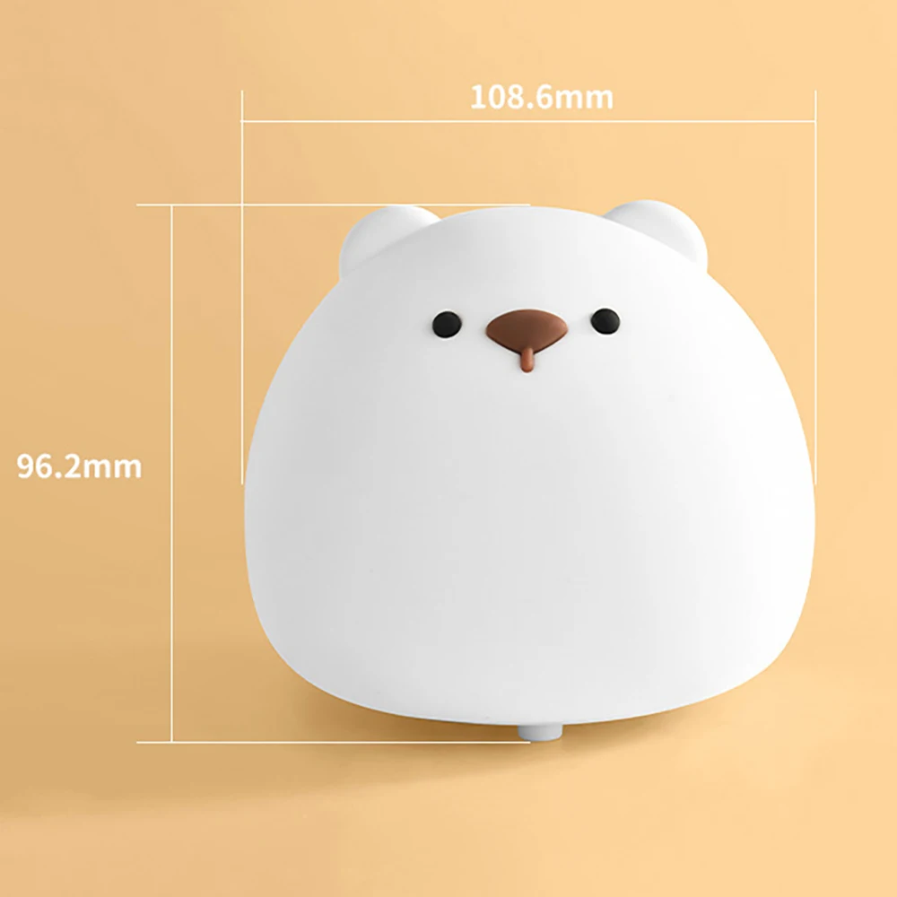 LED Night Light Silicone Patting Lamp, Decoração de cabeceira do quarto, Carregamento dos desenhos animados Little Bear, Lâmpadas para dormir para crianças, Presente do Valentim do bebê