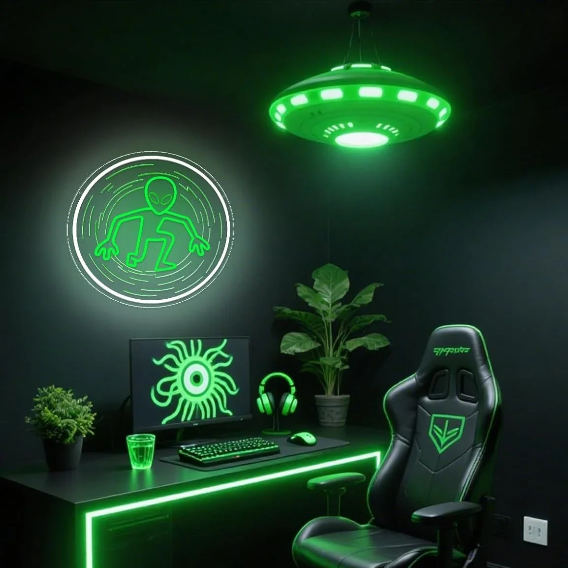 Alien Neon Signs Traveling Through Space LED Neon Light Sign for Living Room Man Cave Club Bar Bedroom for Wall Decor Funny Gift