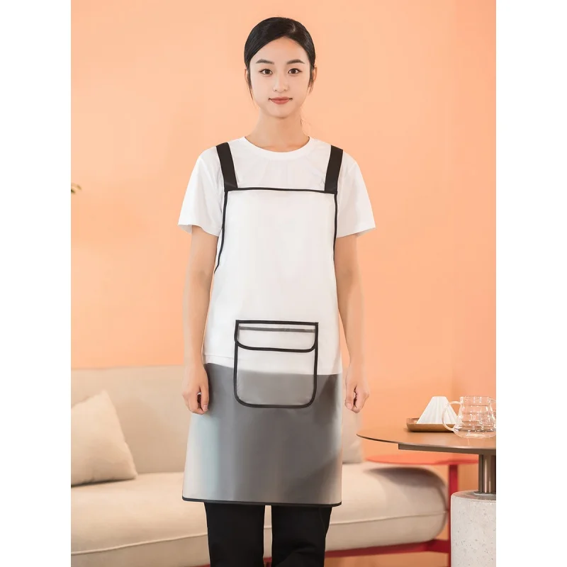 Transparent Apron Dining Restaurant Kitchen Cooking Hotel Kitchen Waterproof Oil-Proof TPU Female Universal Work Overclothes