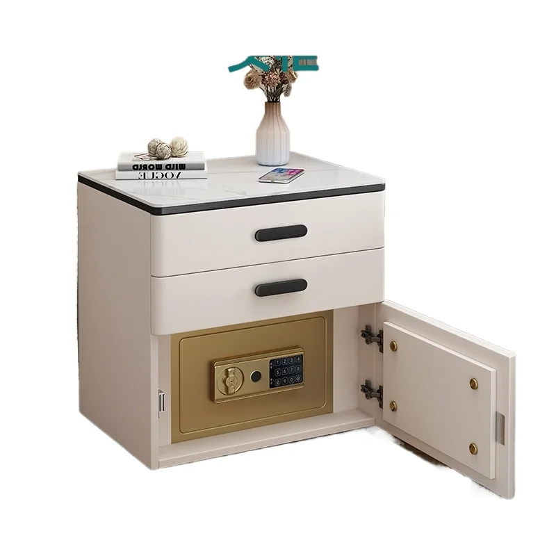 Solid wood bedside table with safe integrated intelligent anti-theft safe combination lock multi-functional locker