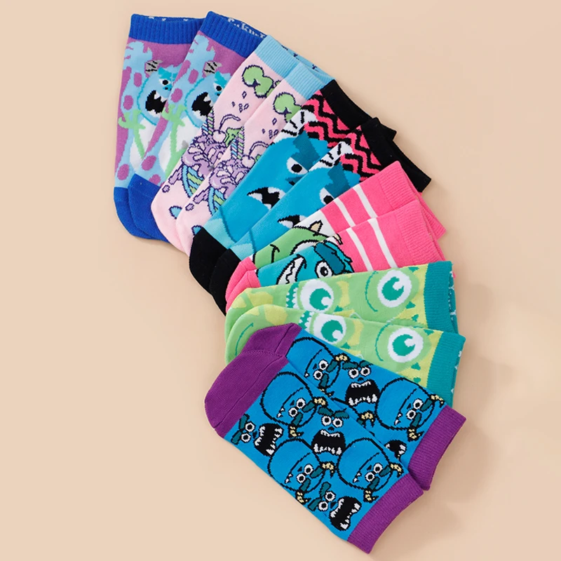 5/10/15/20 Spring/Summer Unisex Cute Cartoon Pattern Multifunctional Soft And Comfortable Casual Breathable Straight Leg Socks