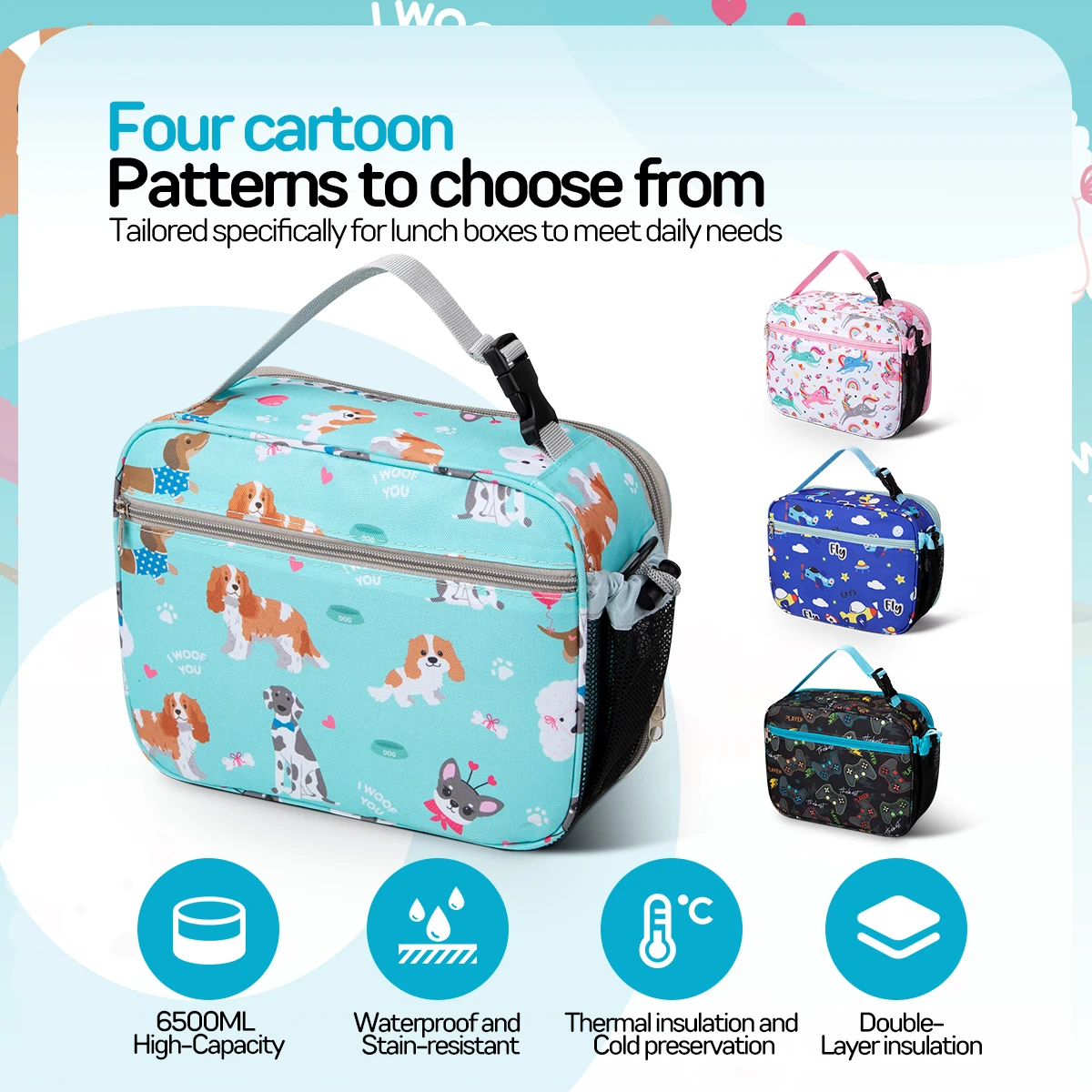 Isolierte Lunchtasche mit Cartoon-Motiv, niedliche, mit Blumenmuster bedruckte Lebensmittelhandtaschen, tragbare Thermo-Lunchtasche, Frischhaltebeutel, Tragetasche für Studenten – Detail 9