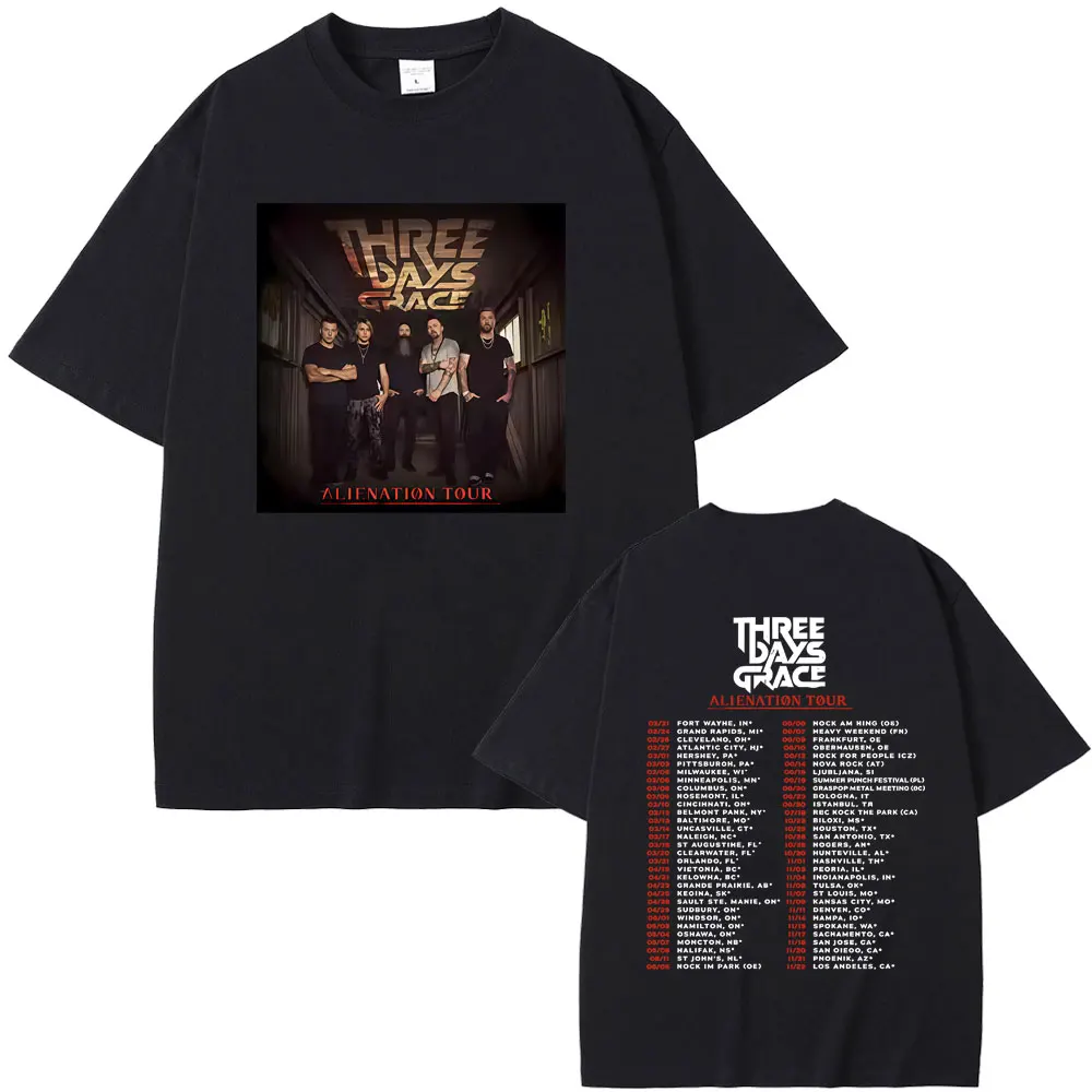 Rock Band Heavy Mental Three Days Grace Alienation Tour 2026 T-shirt Men Women Vintage Oversized T Shirts Male Gothic Streetwear