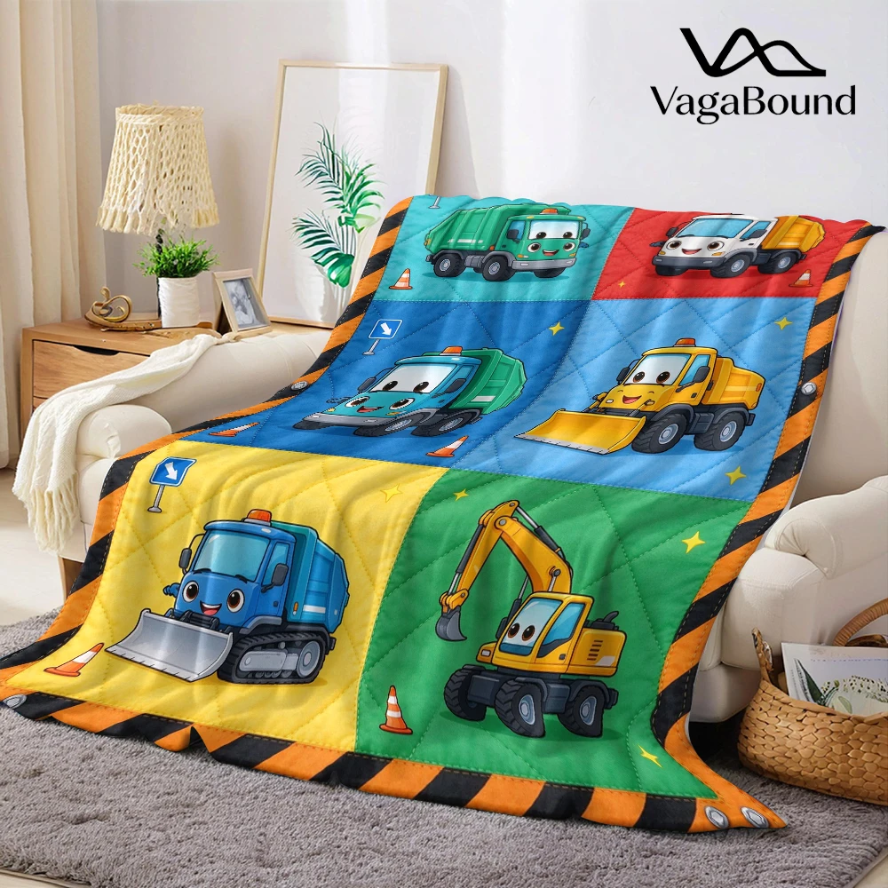 Garbage Plow Excavator Flannel Blanket Perfect for Sofa Office Bed Travel Sleep Read Relax Camping Four Season Use