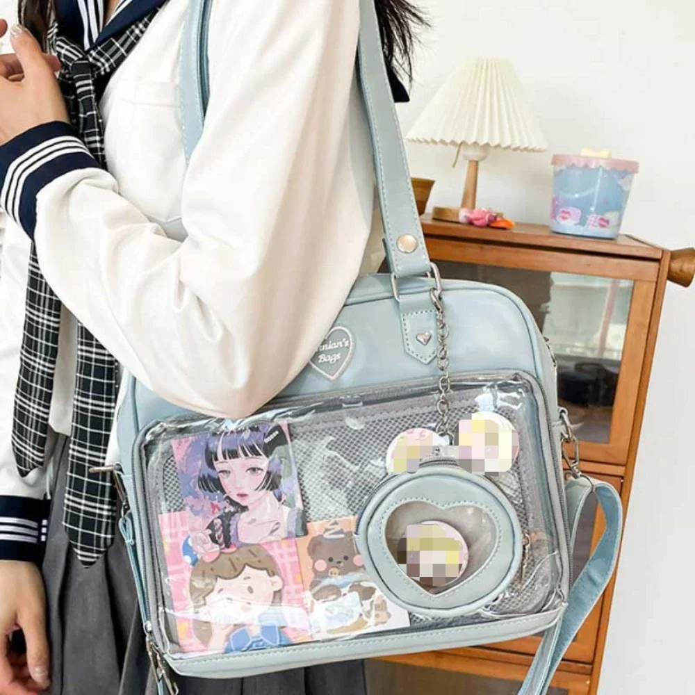 كلية نمط اليابانية لطيف شفاف Ita حقيبة موضة طالب Preppy حقيبة كتف Y2K Kawaii بولي Girl فتاة حقائب كروسبودي حقائب اليد #4