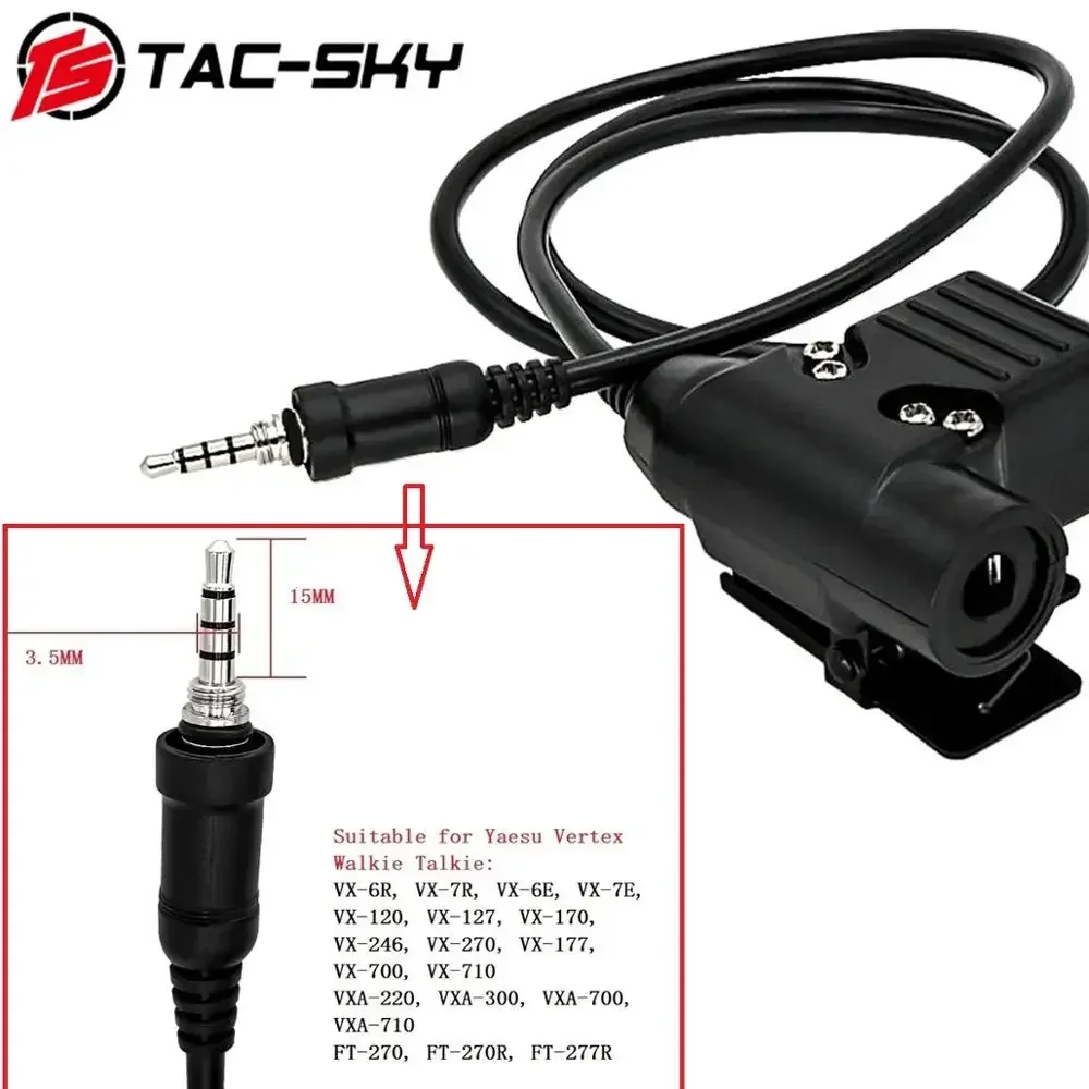 TS TAC-SKY Yaesu Vertex PTT Tactical Headset Military Adapter U94 PTT Yaesu Vertex VX-6R VX-7R VX6R VX7R FT-270 Walkie Talkie