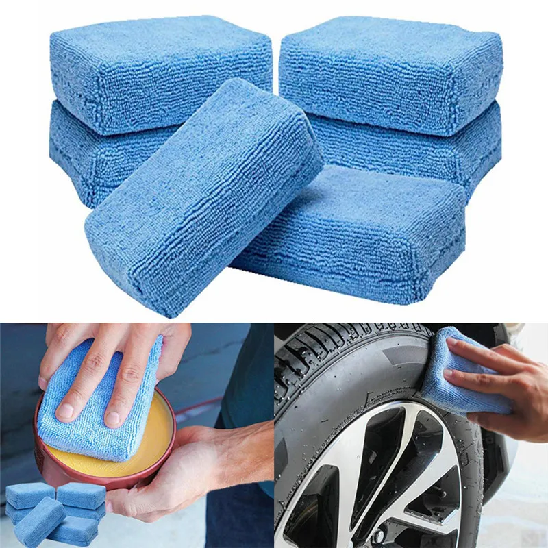 

Hot sale 5Pcs Car Microfiber Applicators Sponges Cloths Microfibre Hand Wax Polishing Pad 12cmx8cm