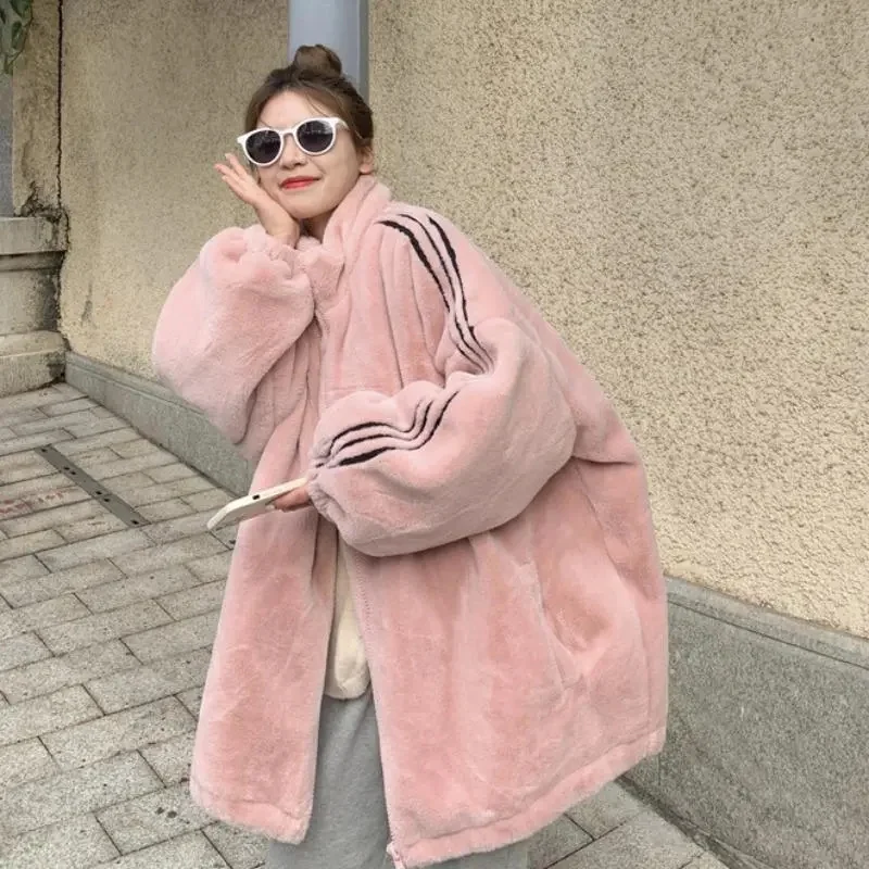 

Plush and Thick Plush Top For Women in Autumn and Winter 2023 New Fat mm2-300 Jin Warm Wool Coat Lazy and Commuting Solid Color