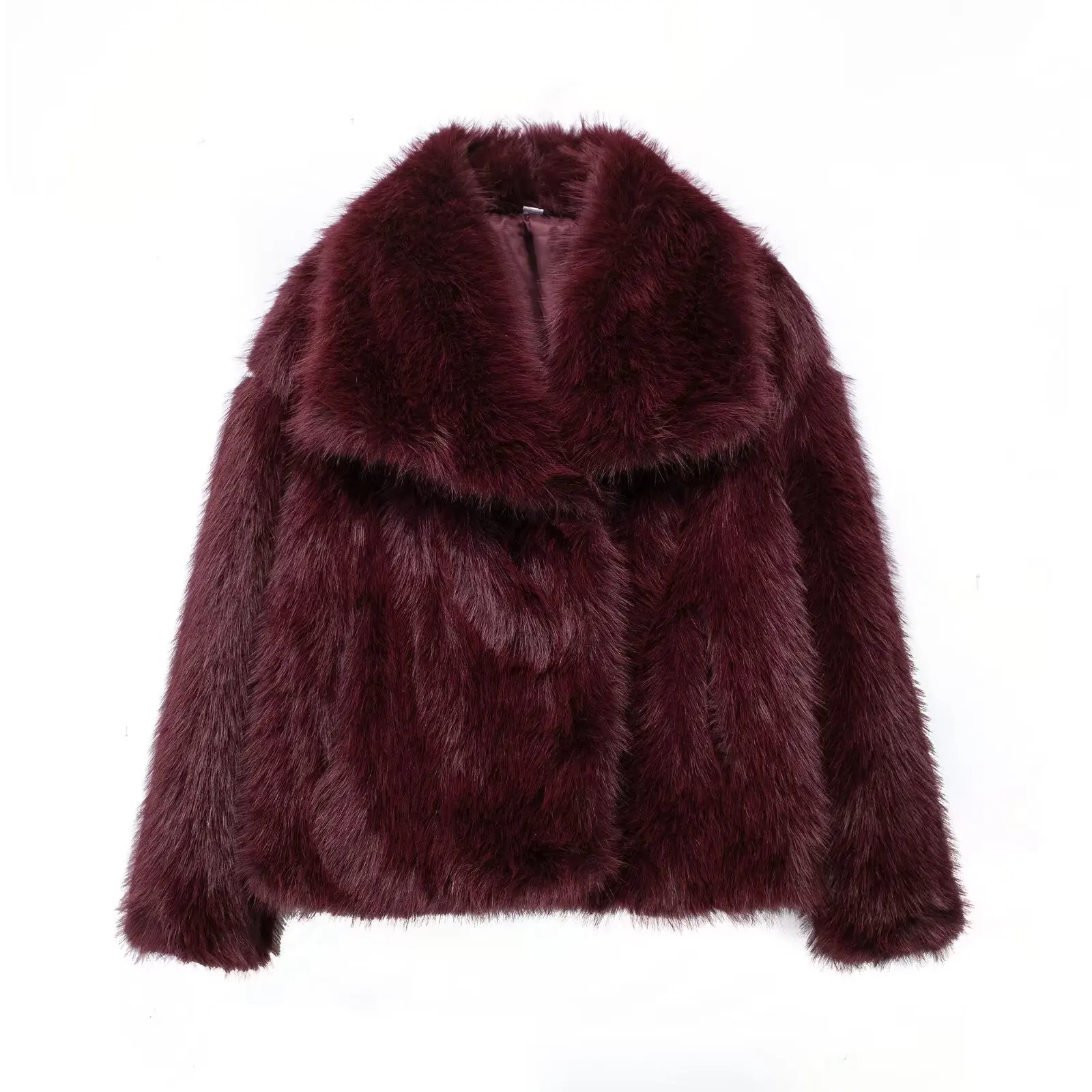 Moda Oversized Lapel Faux Fur Coats Damski krótki ciepły top Vintage Luksusowa kurtka futrzana Damska odzież wierzchnia ze sztucznego futra Odzież zimowa 2025