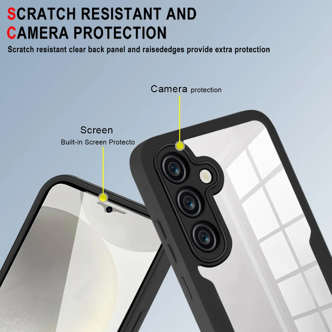 واقي شاشة كامل الجسم 360 شفاف مضاد للصدمات لهاتف سامسونج جالاكسي S24 S25 Plus 5G غطاء هاتف من السيليكون عالي الجودة