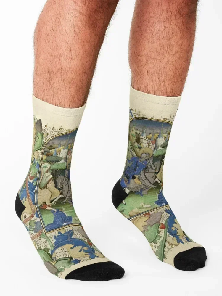Saint George and the Dragon Socks christmas gift hiphop Crossfit football Woman Socks Men's