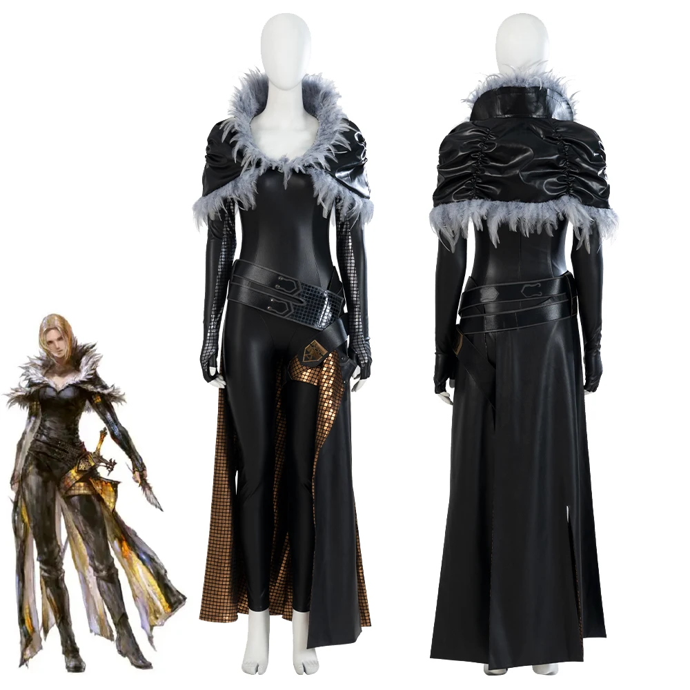 Final Fantasy Cosplay Benedikta Harman Cosplay Black Dress Shawl Halloween Party Costume Suit