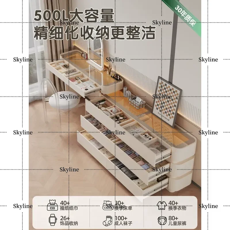 for 2026 Ultra-thin Bedside Cabinet Light Luxury Dresser Chest Integrated Makeup Table Extremely Narrow 30cm Master Bedroom
