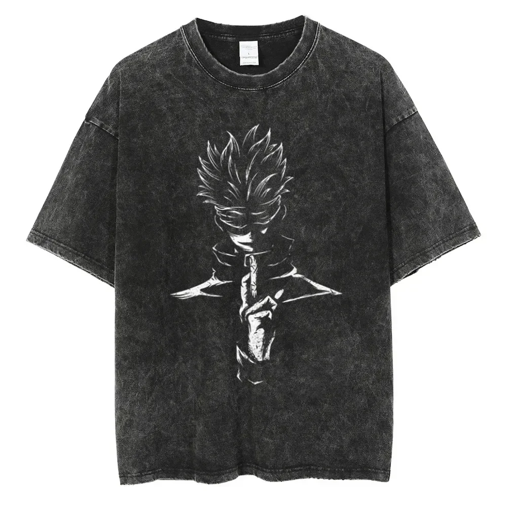 

Washed Berserk Cotton Mens Vintage Japan Anime Oversize Shirts Streetwear Harajuku Summer Short Sleeve TShirt Loose Cotton Tops