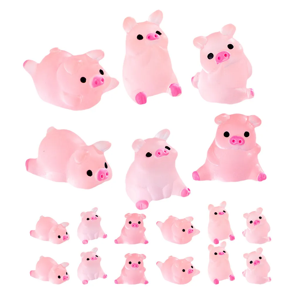 

24 шт. светящихся в темноте миниатюрных фигурок свинок из смолы для украшения сада, стола, аквариума, микроландшафта