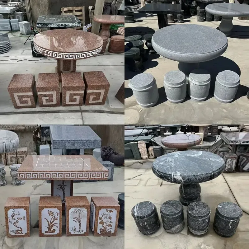 for Marble Round Table Bench Courtyard Villa Residential Community Rest Area Quyang Manufacturer Wood Frame Packaging