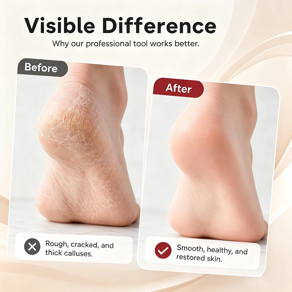 Rechargeable Electric Foot Grinder 2-in-1 with 60 Sanding Discs Digital Callus Remover 3 Speed Pedicure Tool for Dead Skin Nail
