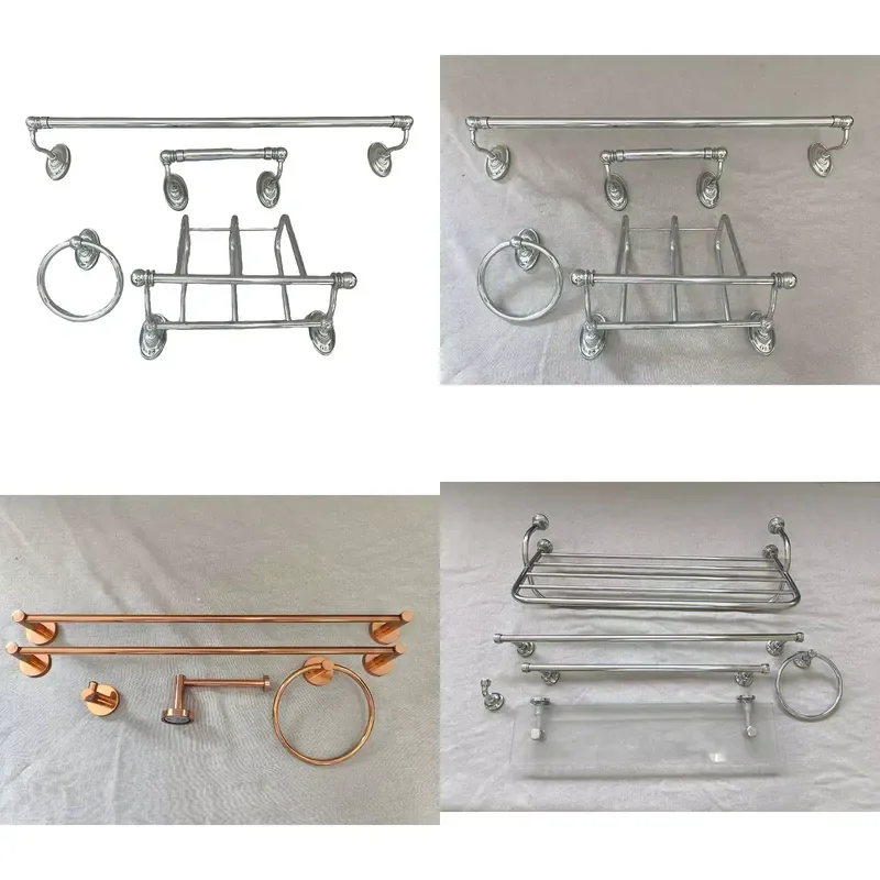 Modern Multi Piece Bathroom Hardware Accessories Durable Hotel Bath Fittings Aesthetic Wall Mounted Set