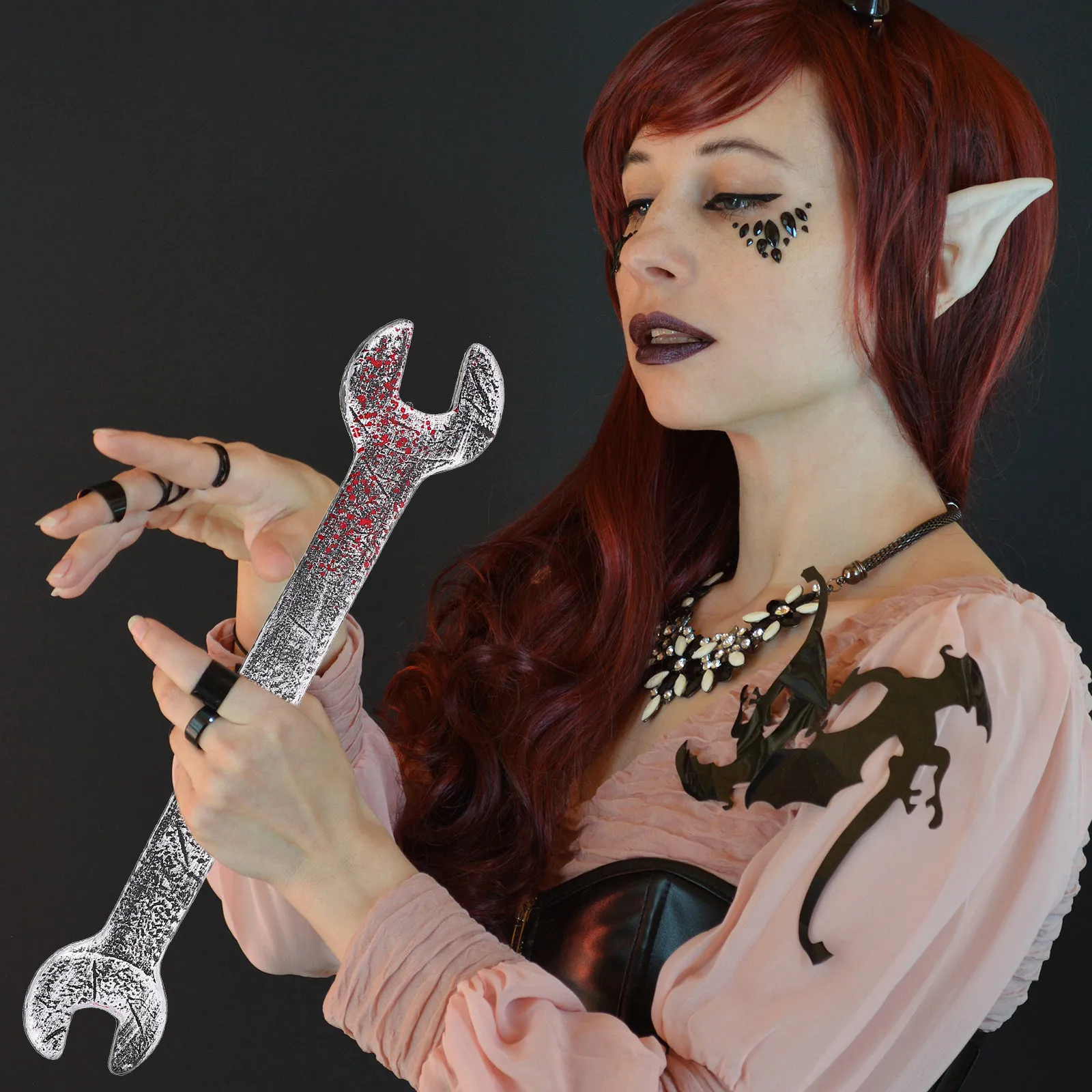 

3Pcs Halloween Wrench Prop Realistic Plastic Simulation Costume Halloween Party Performance Supplies Simulated Wrench Prop