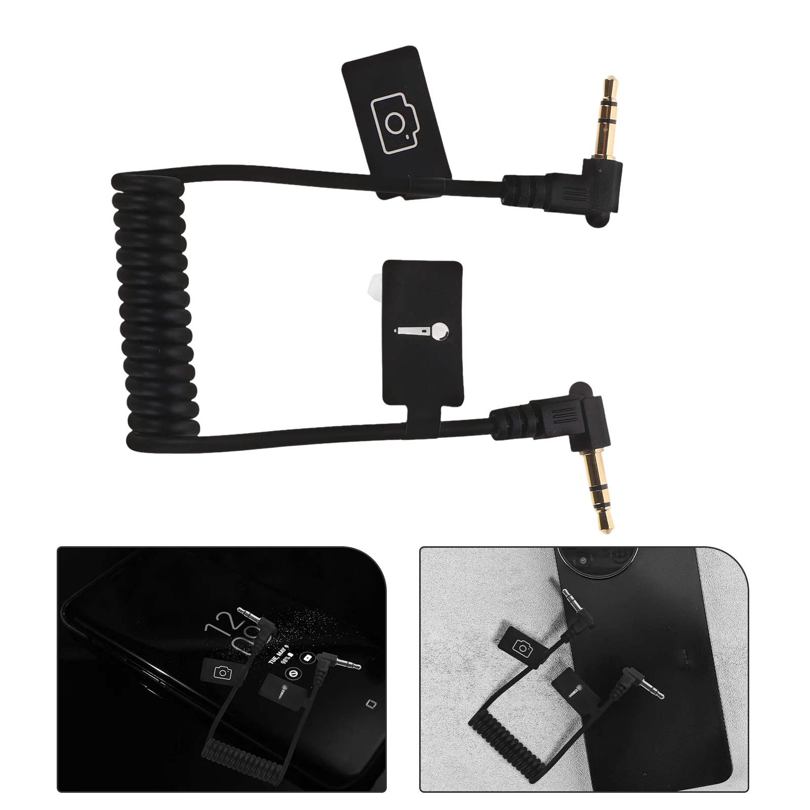 

2Pcs 3.5mm Trs to Trrs Audio Cable Coiled Microphone Connector for Mobile Phones Dslr Camera Stable Clear Sound Transmission