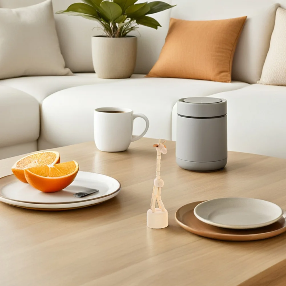 

4pcs Wooden Giraffe Mini Animal Figurines Handcrafted Natural Wood Desktop Decor For Room Office Travel Wood Animal Ornaments