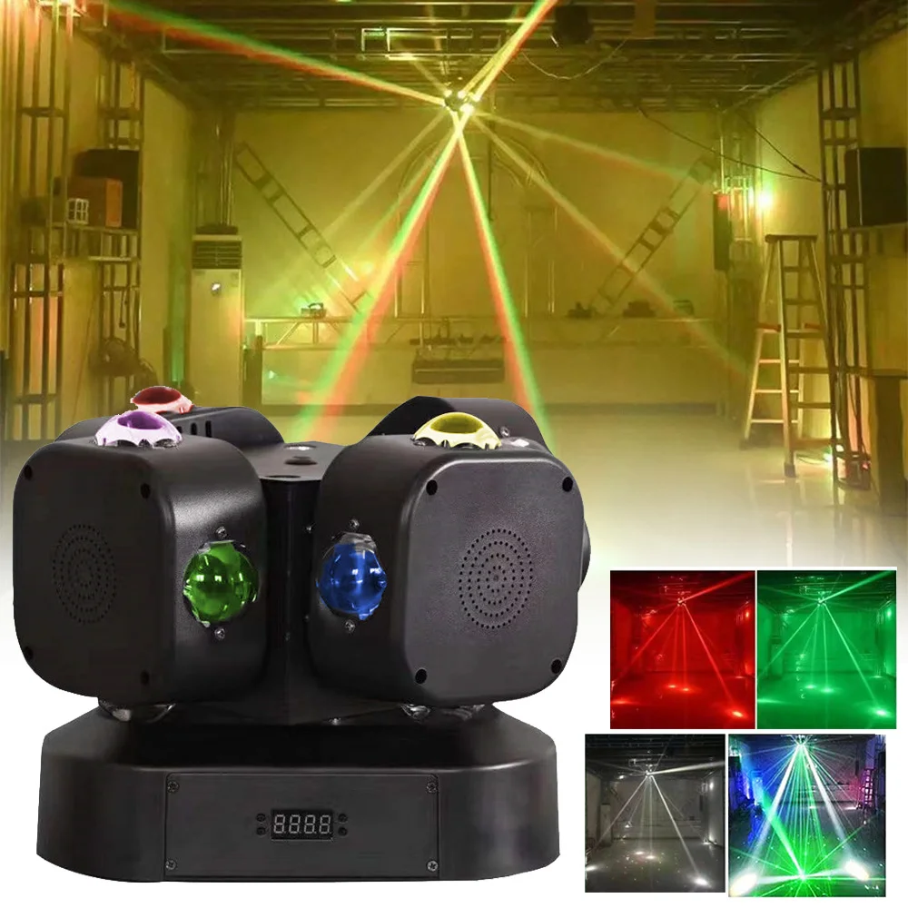 Three‑Wheel Moving Head Stage Light with Stepless Rotating Arms, 4‑Beam Effect DJ Lighting Fixture for KTV Bar Disco Party Show