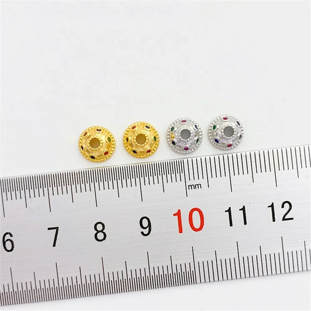 

18K Gold-Color White Gold Color Diamond Flower Hat, Flower Holder Handmade DIY Bracelet Necklace Jewelry Materials Accessories
