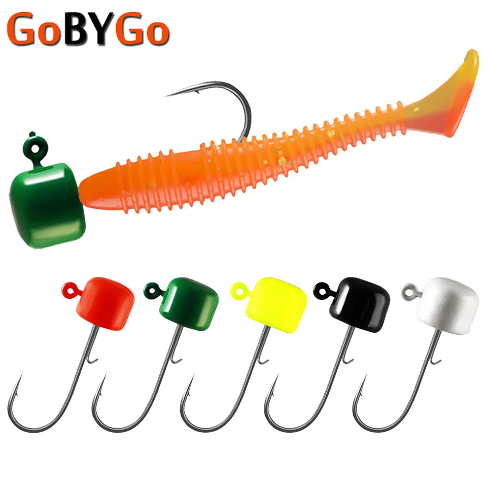 5Pcs 3.5G/5G Head Hook Fixture Powerful Jig Head T-tail Worm Lure Anti-bait Auxiliary Bracket Bass Hook