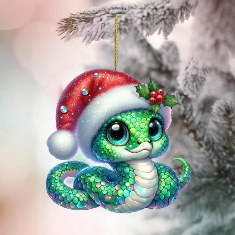 Cute Christmas Snake Decor Acrylic Snake Ornament Festive Snake Christmas Ornament Set Acrylic Cartoon Pendant for Tree for Home