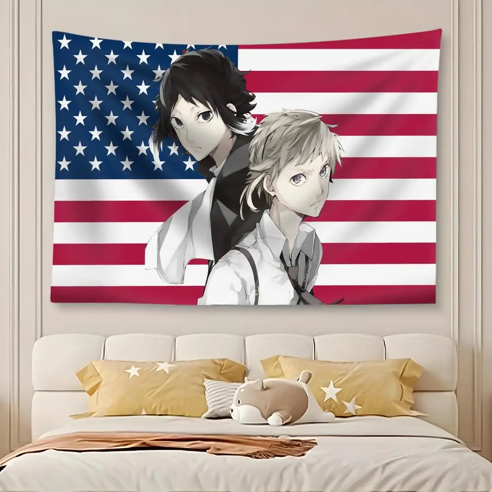 B-Bungo Stray Dogs Anime Tapestry Art Decor Banner Microfiber Backdrop for Bedroom Living Room Bar Garden Party
