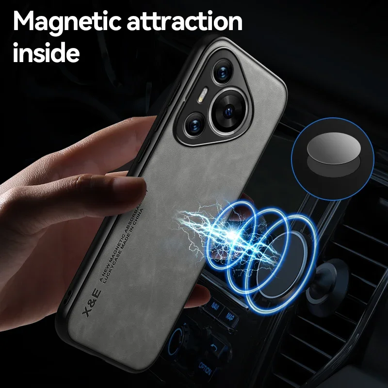 Leather Case For Huawei Pura 70 Pro Plus Ultra ShockProof Magnet Matte Silicone Frame Back Cover Funda For Huawei Pura70 Pro