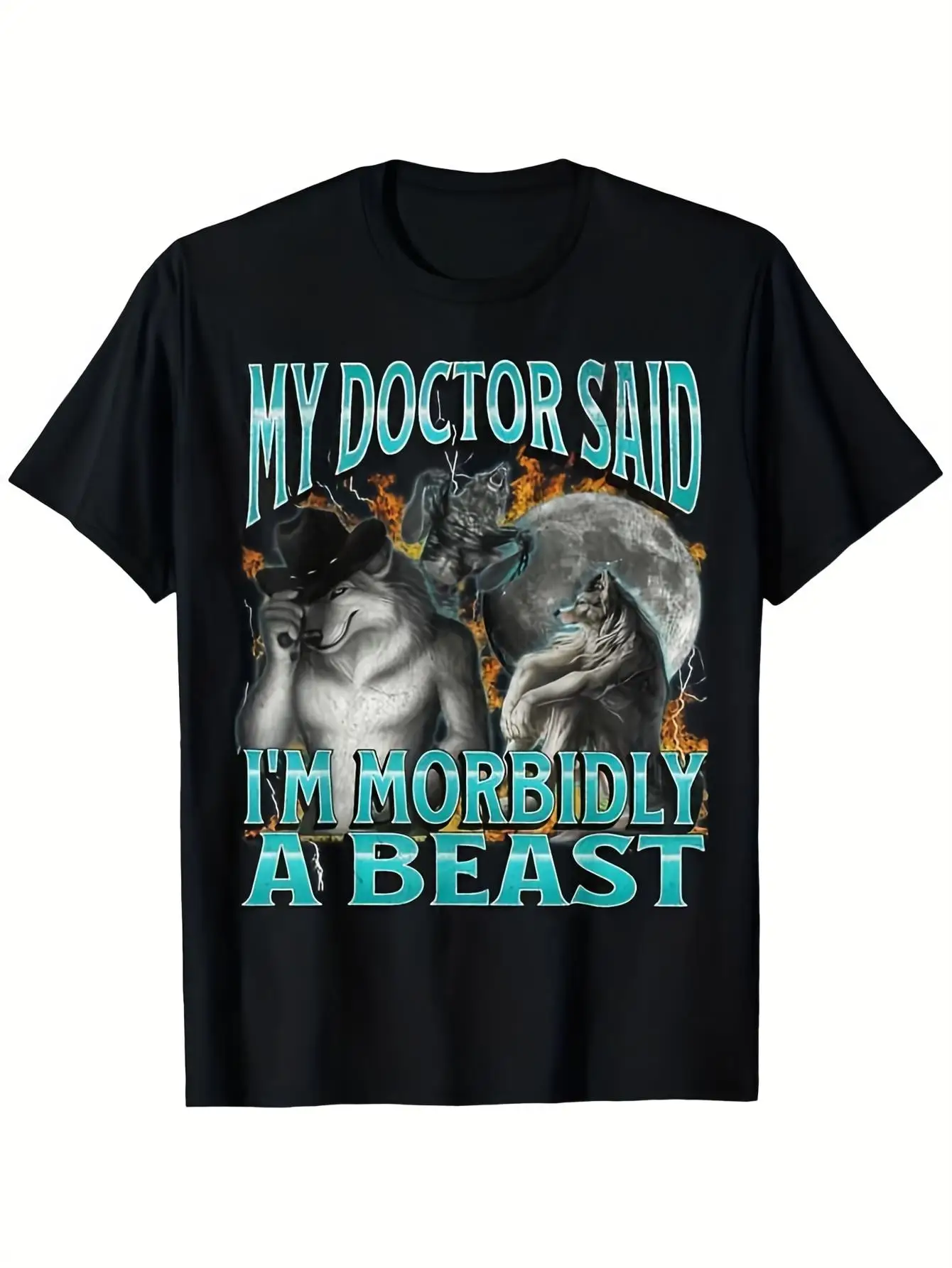 Humorous Werewolf T-Shirt: My Physician Claimed IM Excessively Beastly Comfortable, Moisture-Wicking, And Soft, Perfect for Everyday Travel, Relaxing at Home, And Informal Attire, for Teenager