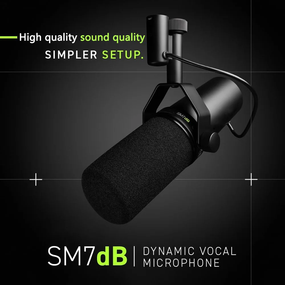 ميكروفون صوتي ديناميكي احترافي SM7dB مع مضخم مدمج لتوفير تسجيل استوديو البث المباشر