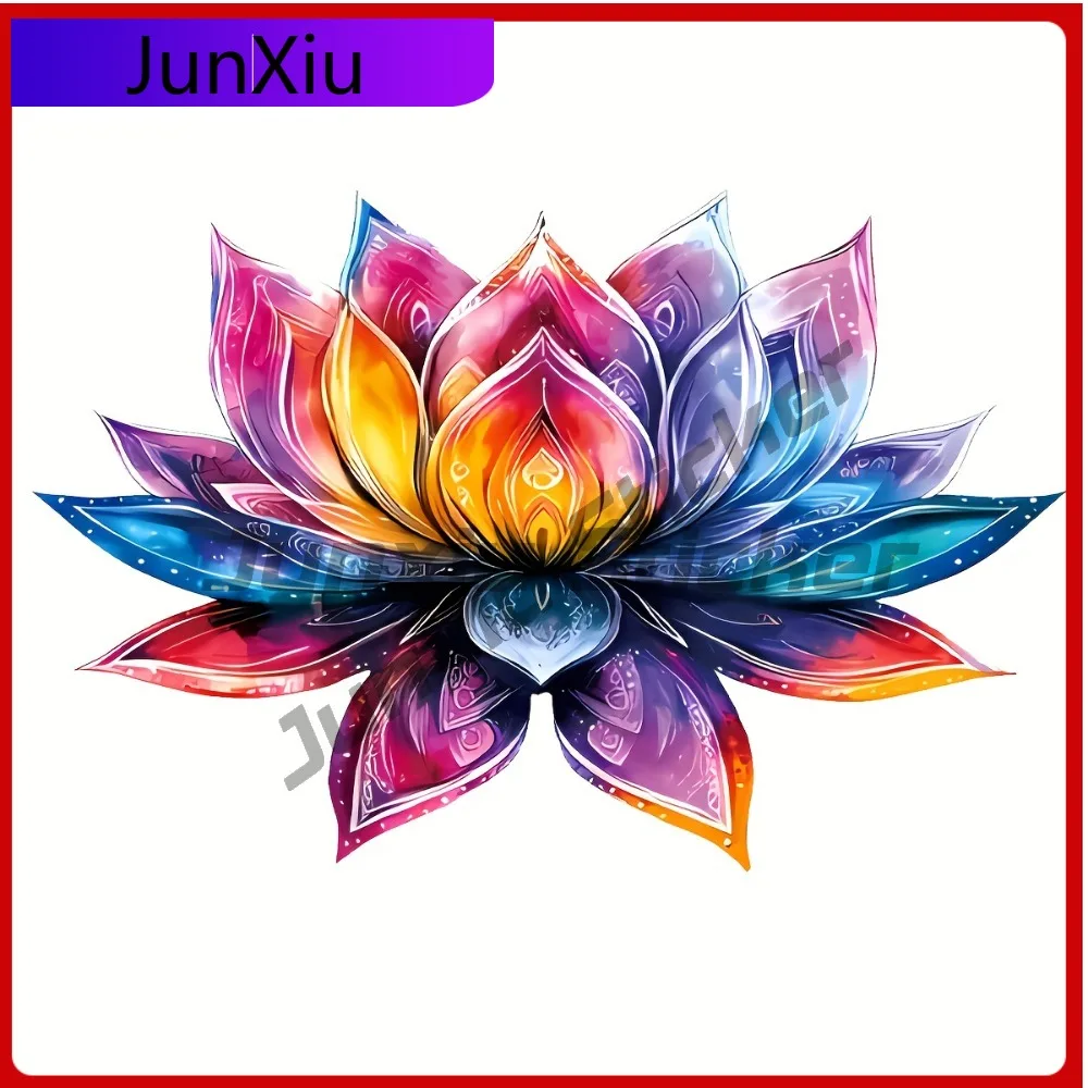 

2D Colorful for Lotus Stickers Vibrant Purple Orange Pink Yellow Green Red Self-Adhesive Trendy Lapto Car Laptop Window Bumpe